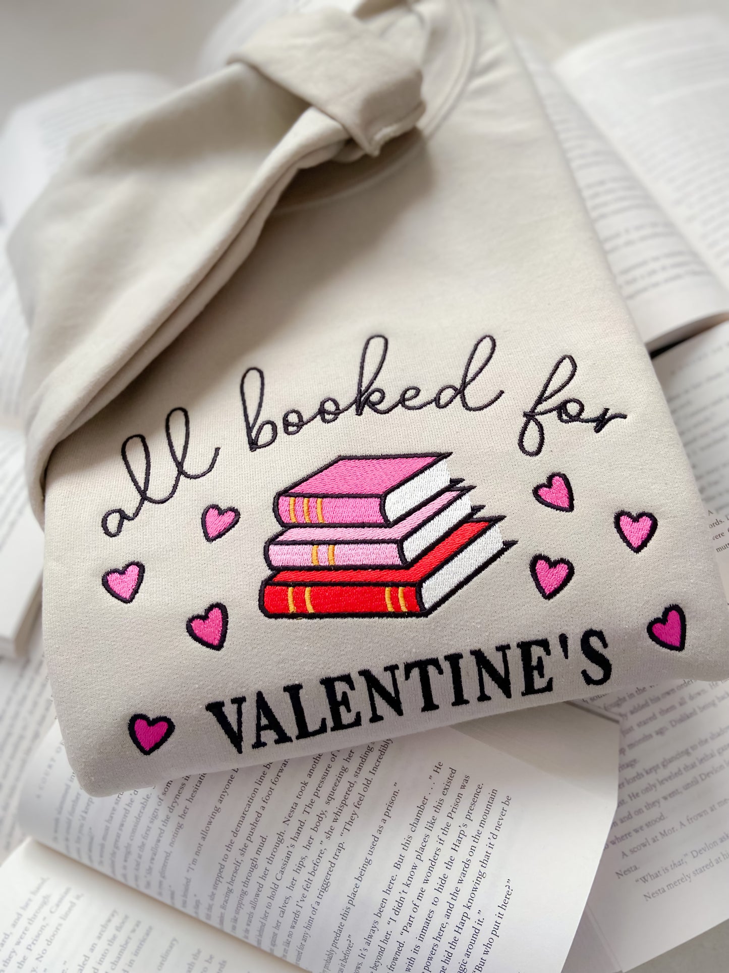 All Booked for Valentine's Embroidered Sweater