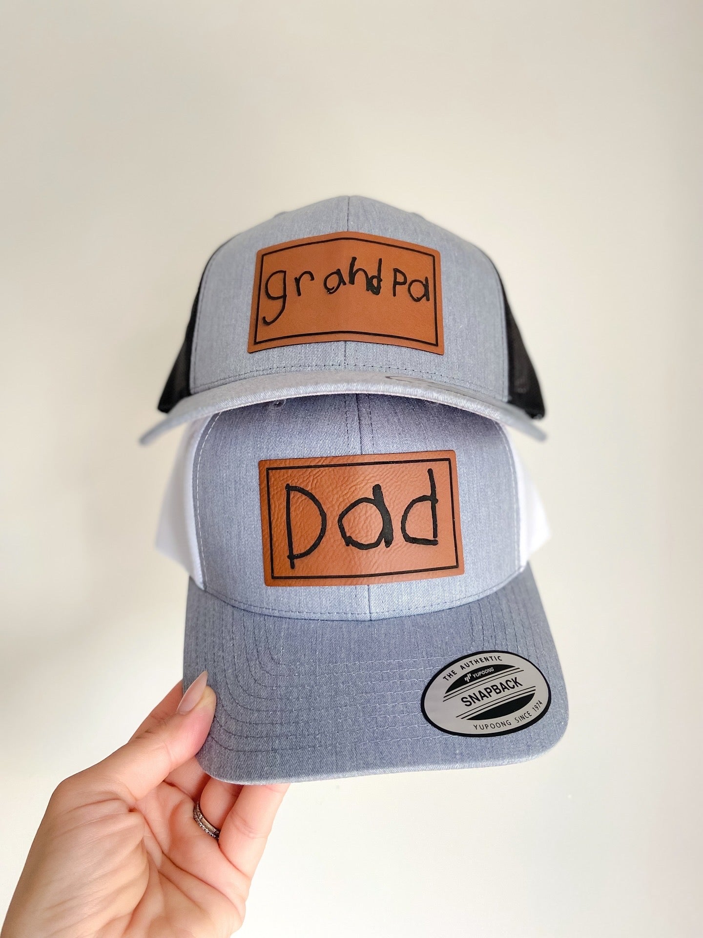 Handwritten Laser Engraved Leather Patch Hat