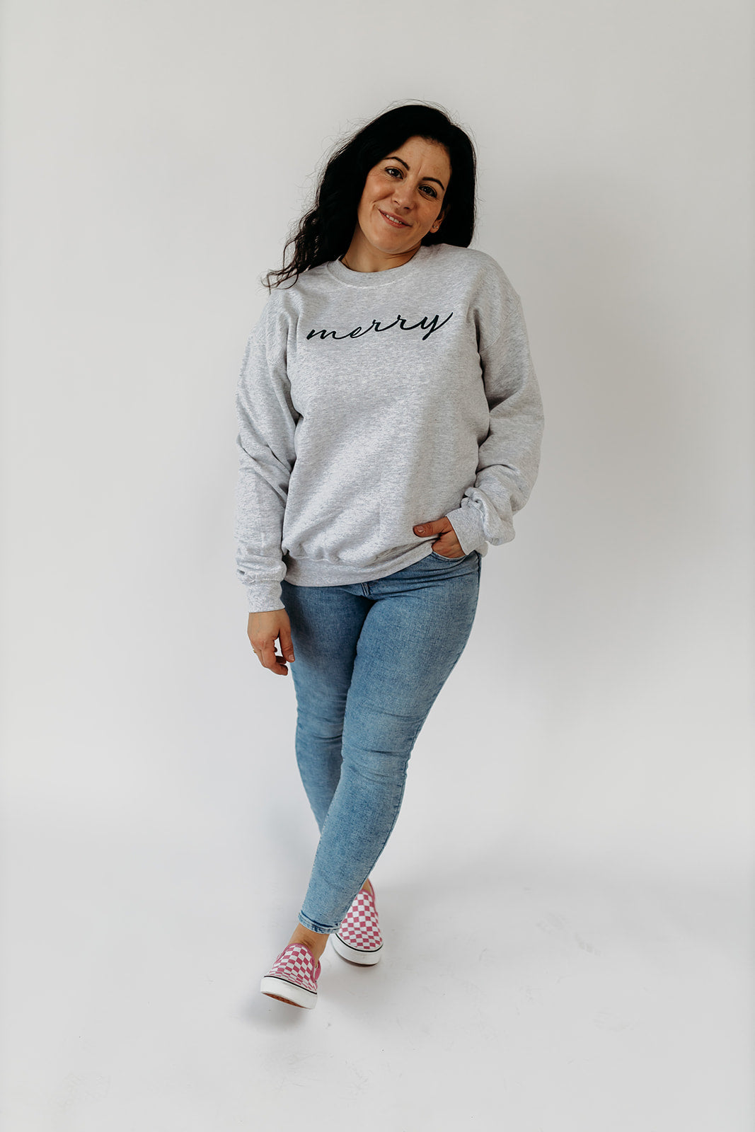 Merry Script Embroidered Sweatshirt