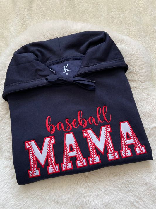 baseball mama applique embroidered sweater