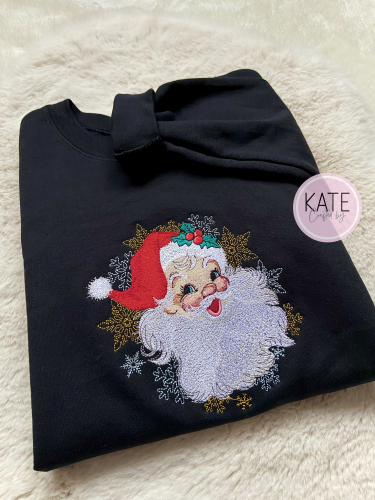 Vintage Santa Embroidered Sweater