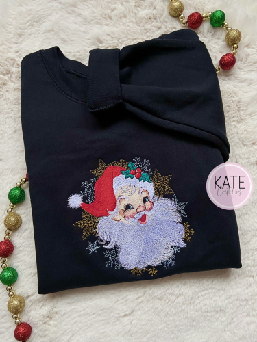 Vintage Santa Embroidered Sweater