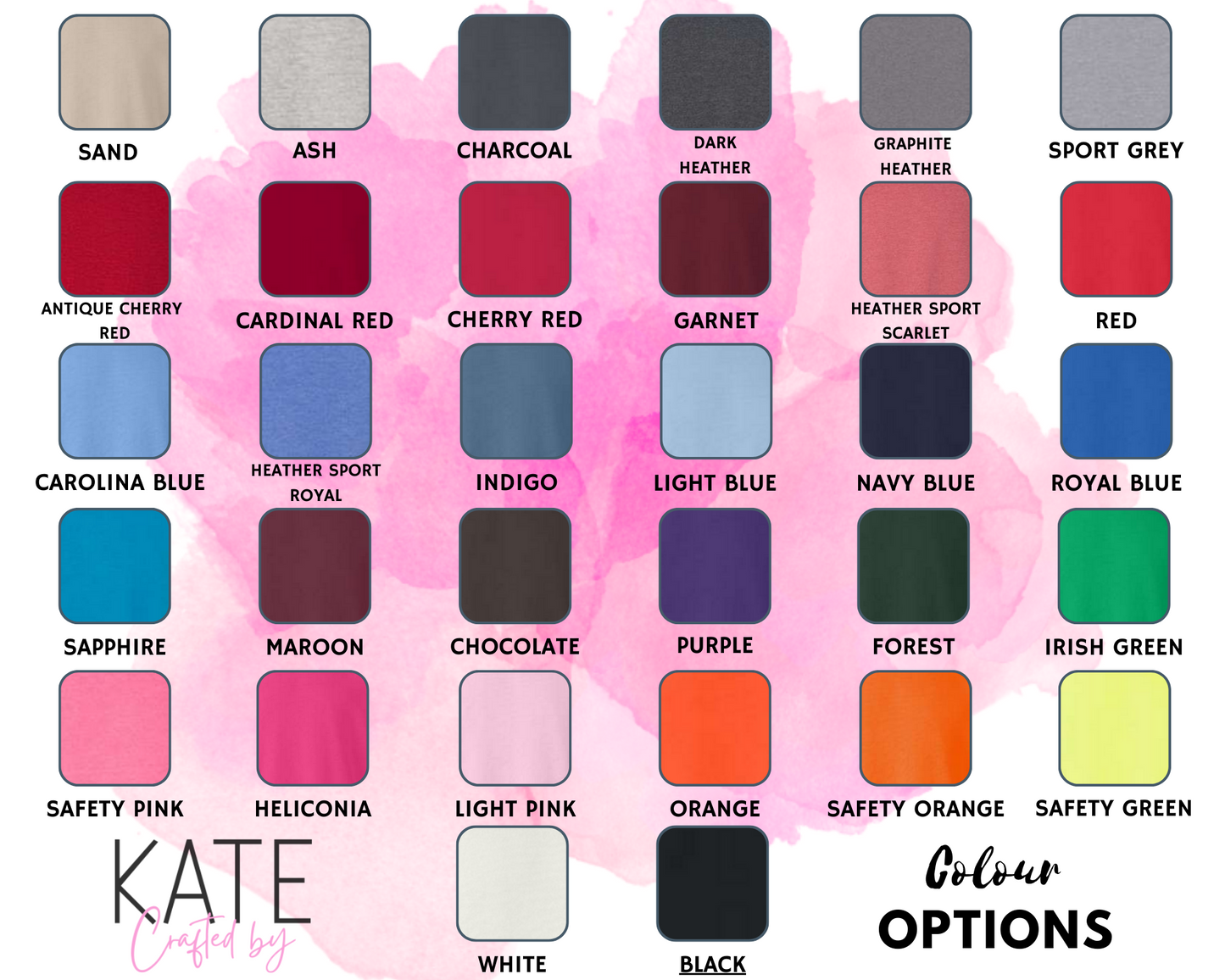 Hoodie Clour Options