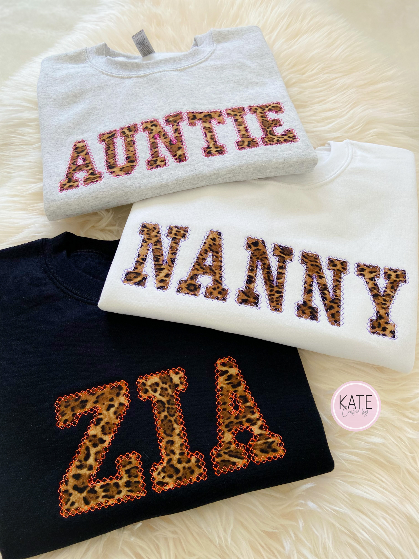 Cheetah Print Applique Embroidered Sweater