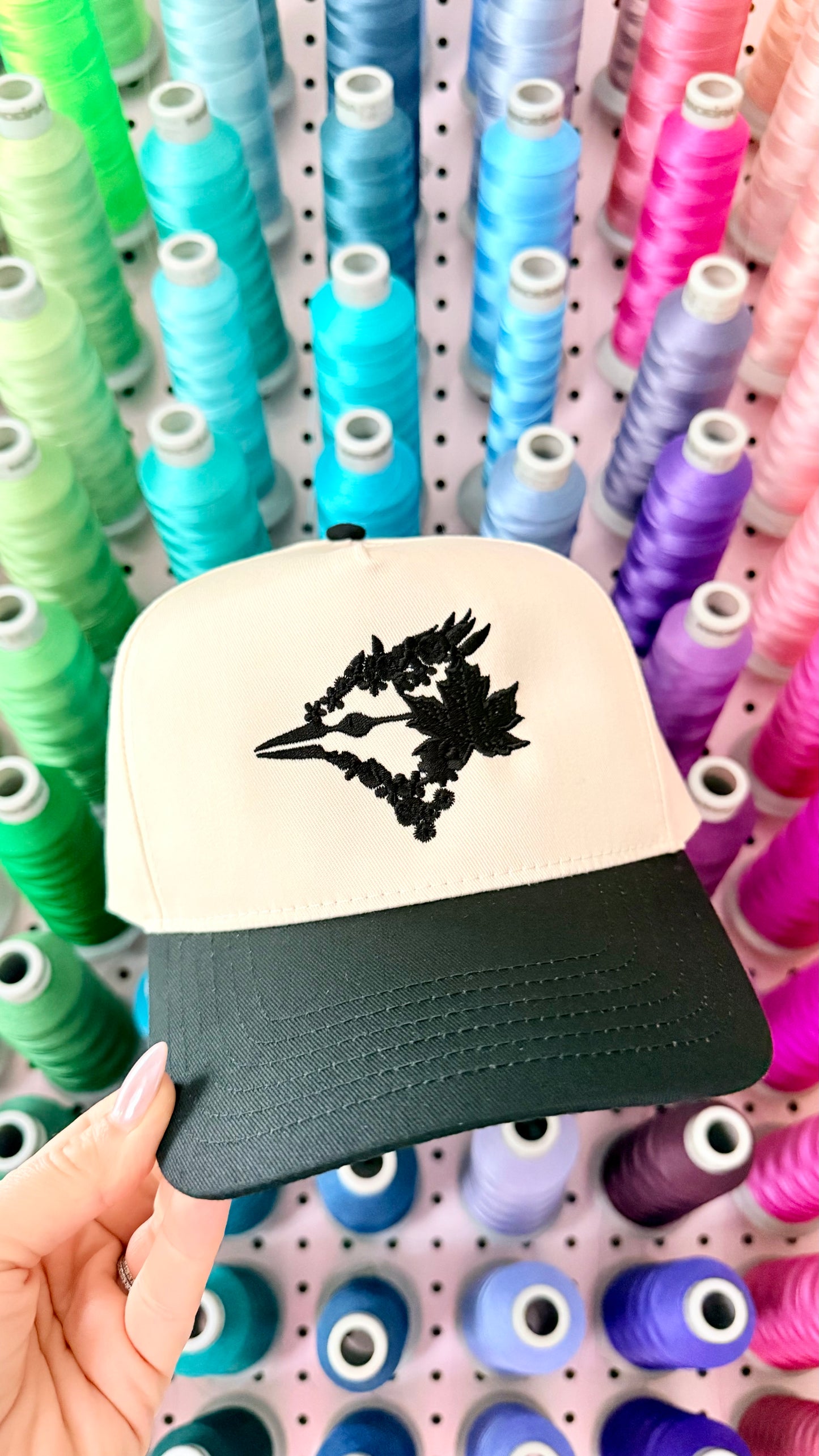 Floral Bird Baseball Embroidered Snapback Hat