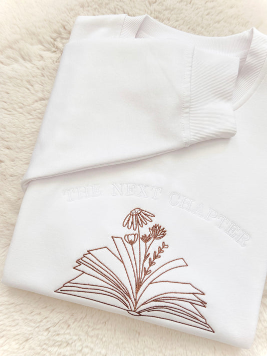 The Next Chapter Floral Embroidered Book Sweater
