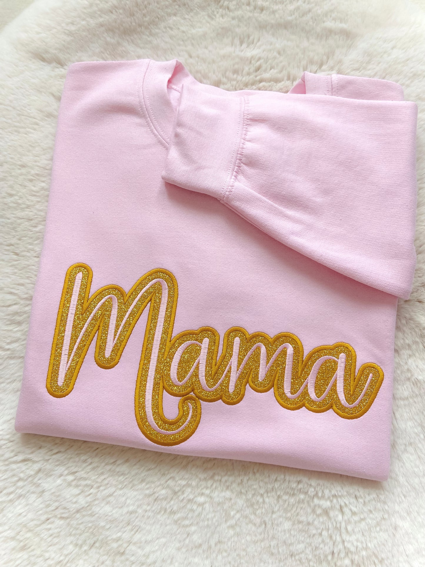 Mama Cursive Appliqué Embroidered Sweatshirt