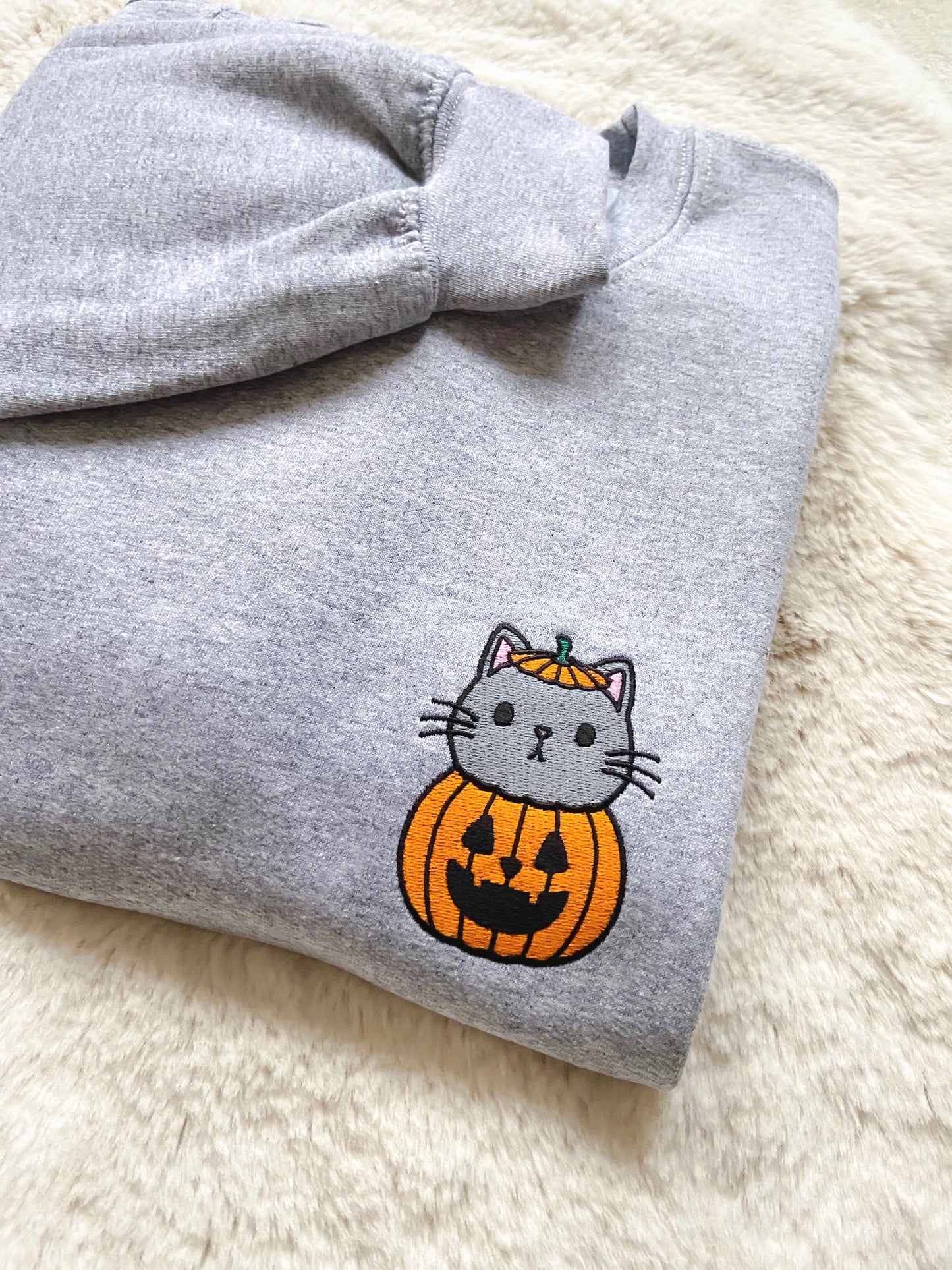 Pumkitty Embroidered Halloween Sweater