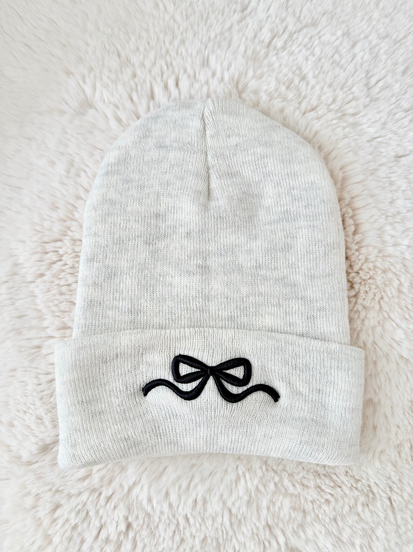3D Bow Embroidered Beanie
