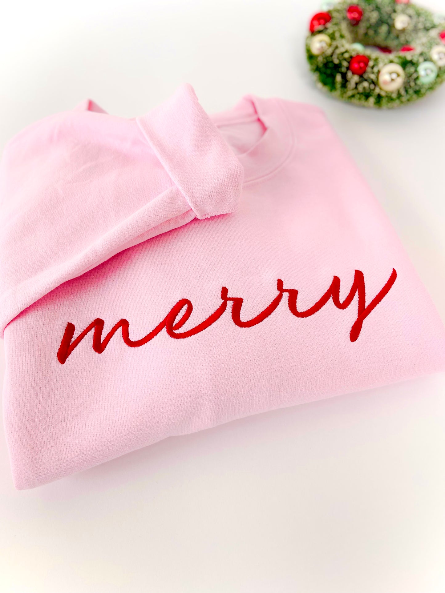 Merry Script Embroidered Sweatshirt