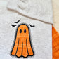 Lacey appliqued embroidered spooky cute Halloween ghost sweater.