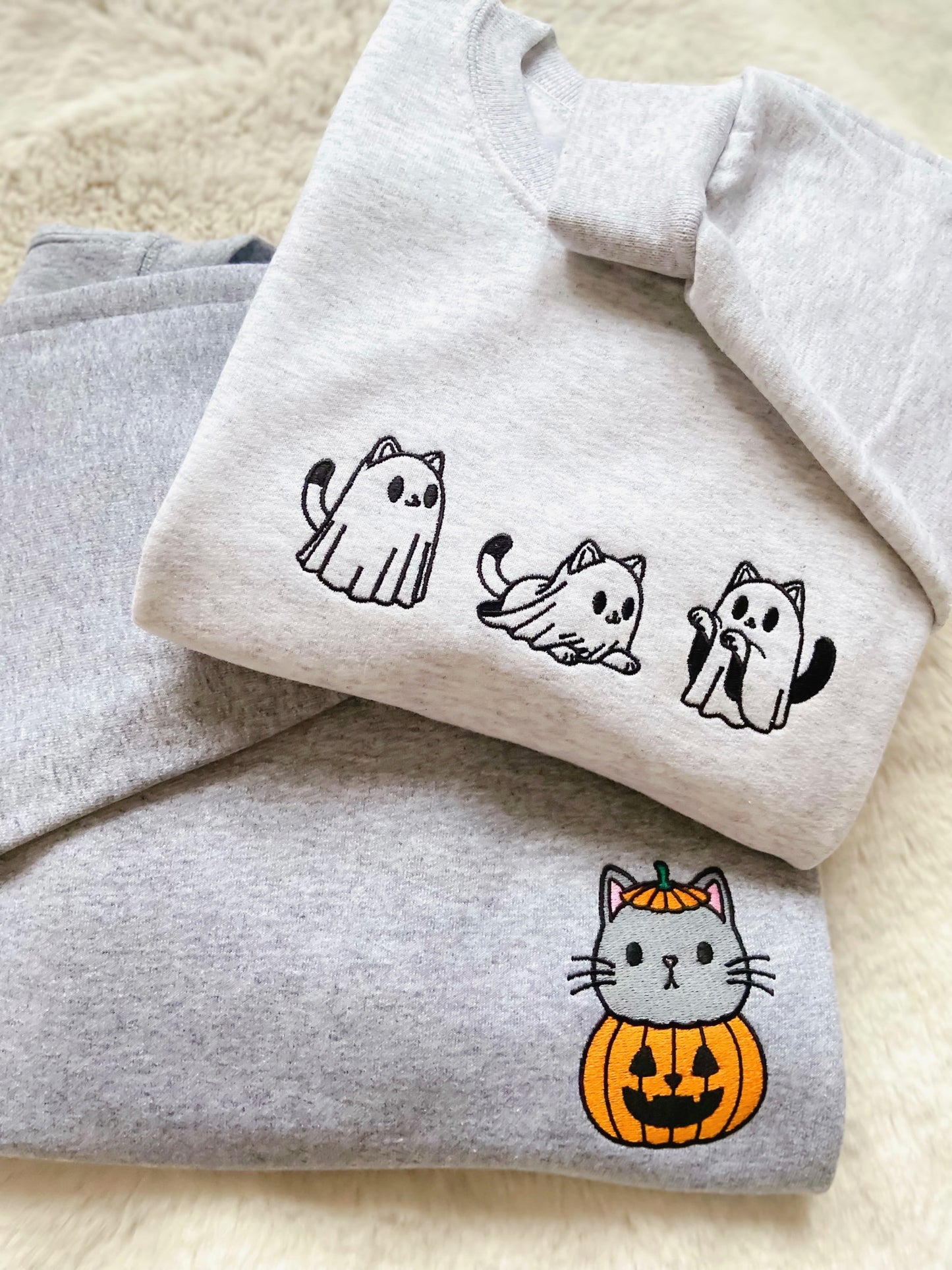 Kitty Ghosts Embroidered Sweater