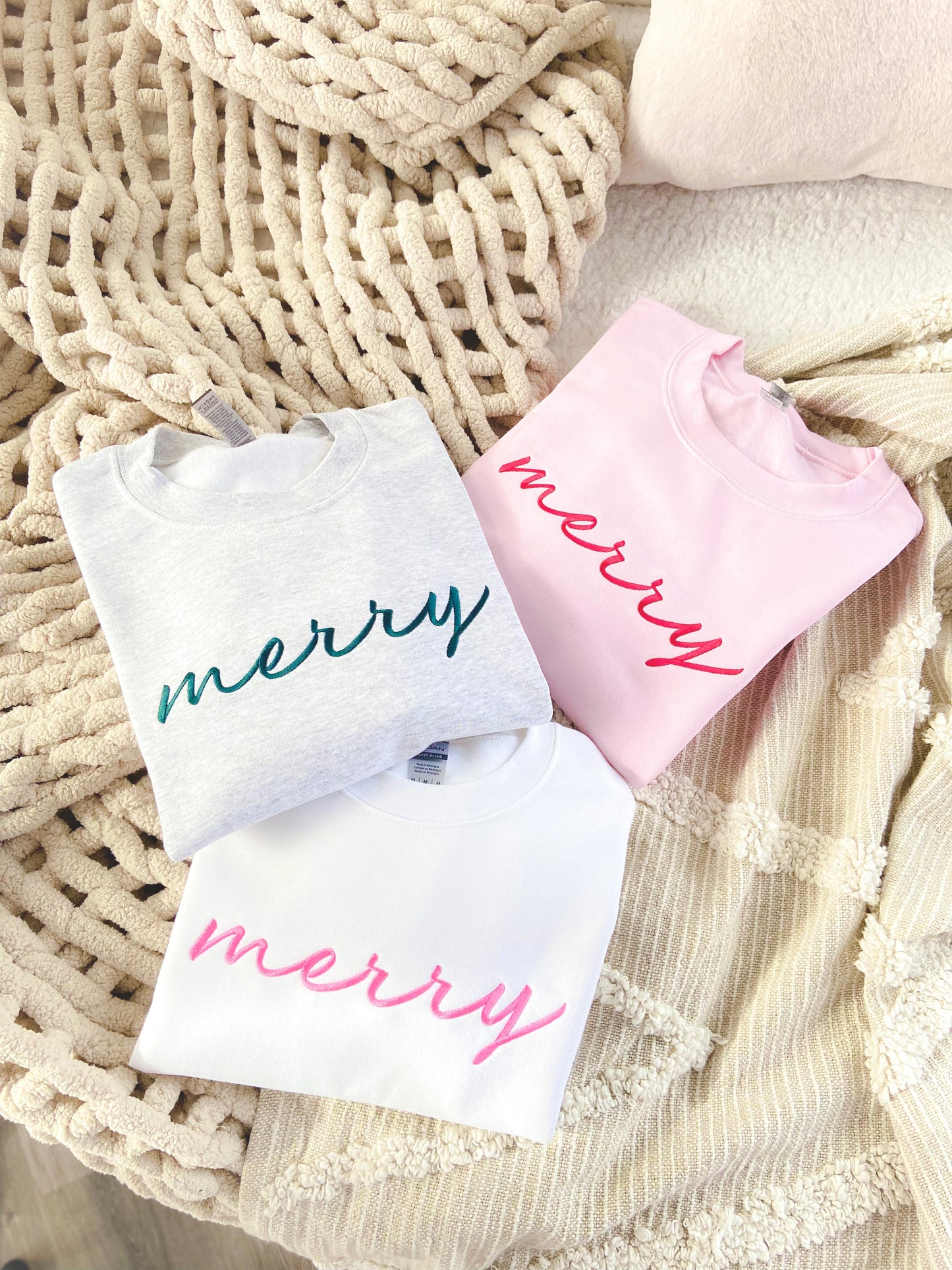 Merry Script Embroidered Sweatshirt