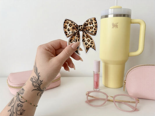Leopard Coquette Bow Waterproof Sticker