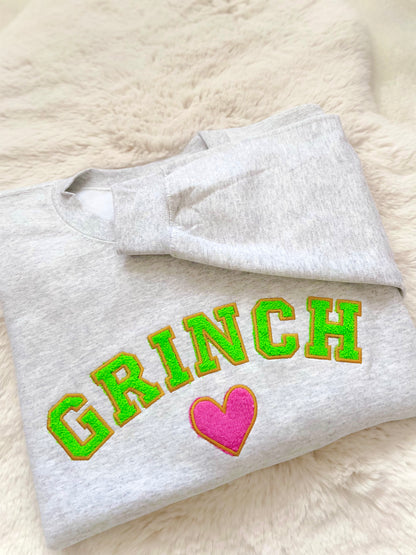 Grinch Embroidered Applique Sweatshirt