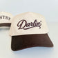 Brown/Natural Two Tone Embroidered Darlin' Western Country Retro vintage snapback hat.
