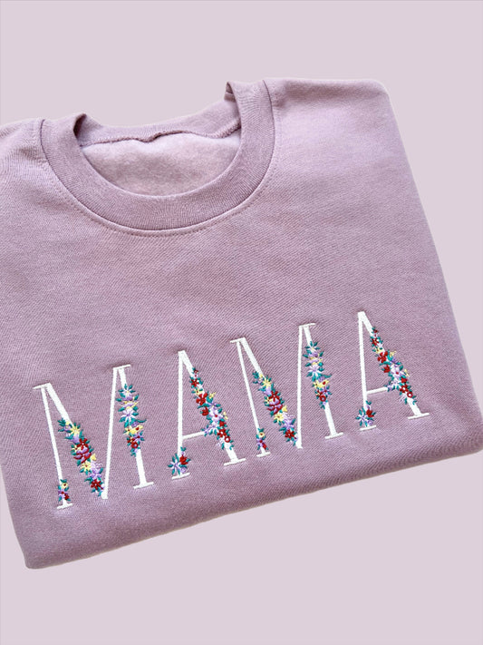 MAMA Floral Embroidered Sweatshirt