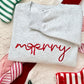 Our Merry Bow Embroidered Sweater is the perfect mix of cozy and Christmas charm! Featuring a beautiful handwritten-style "merry" design with a delicate bow incorporated into the lettering, this minimalist Christmas crewneck is a timeless addition to your holiday wardrobe.