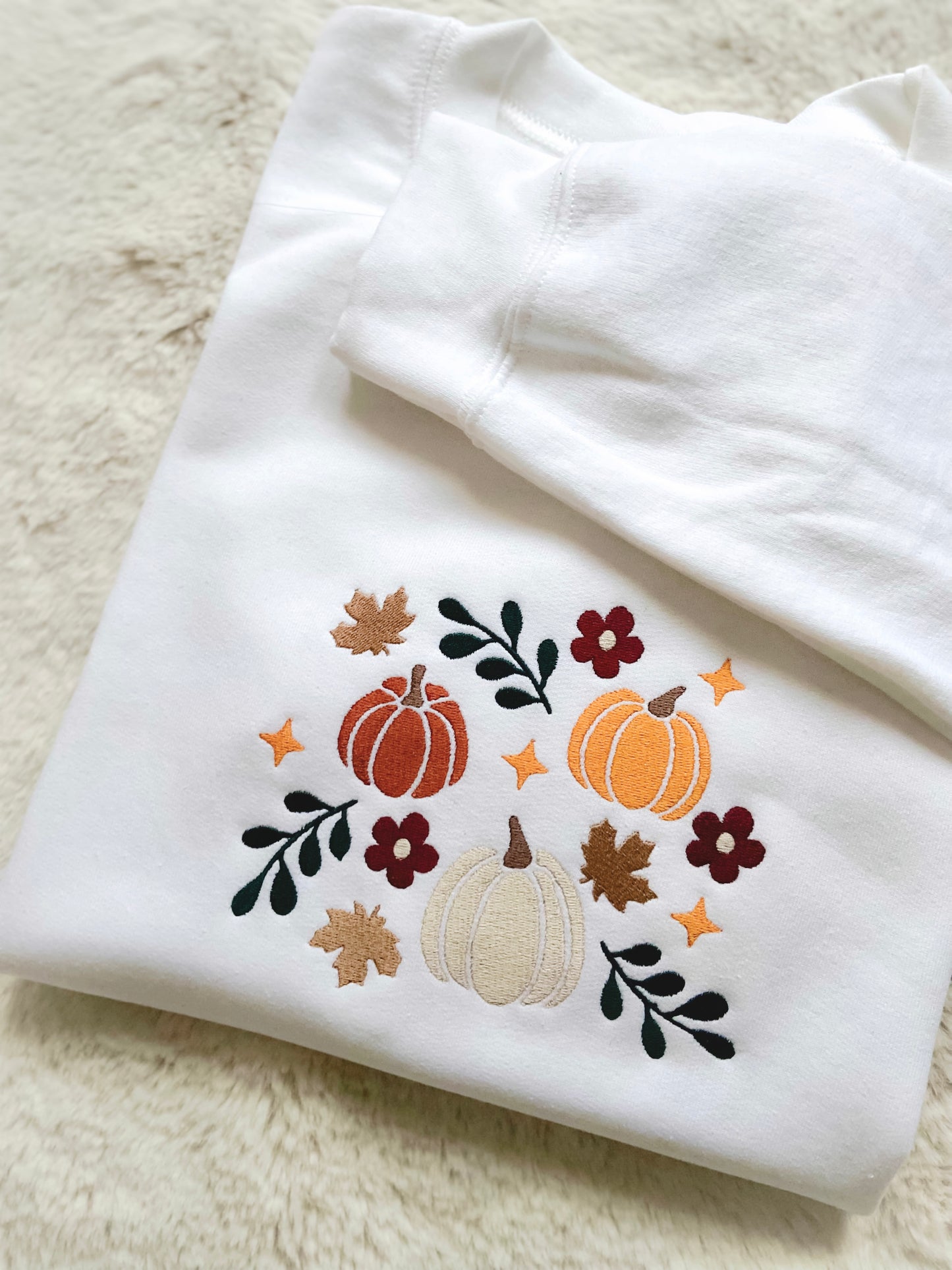 Pumpkin Foliage Embroidered Sweater