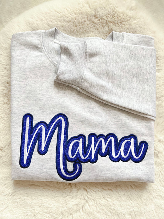 Mama Cursive Appliqué Embroidered Sweatshirt