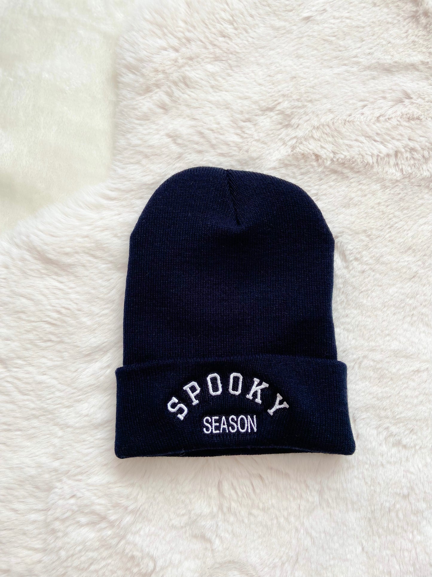 black spooky season beanie