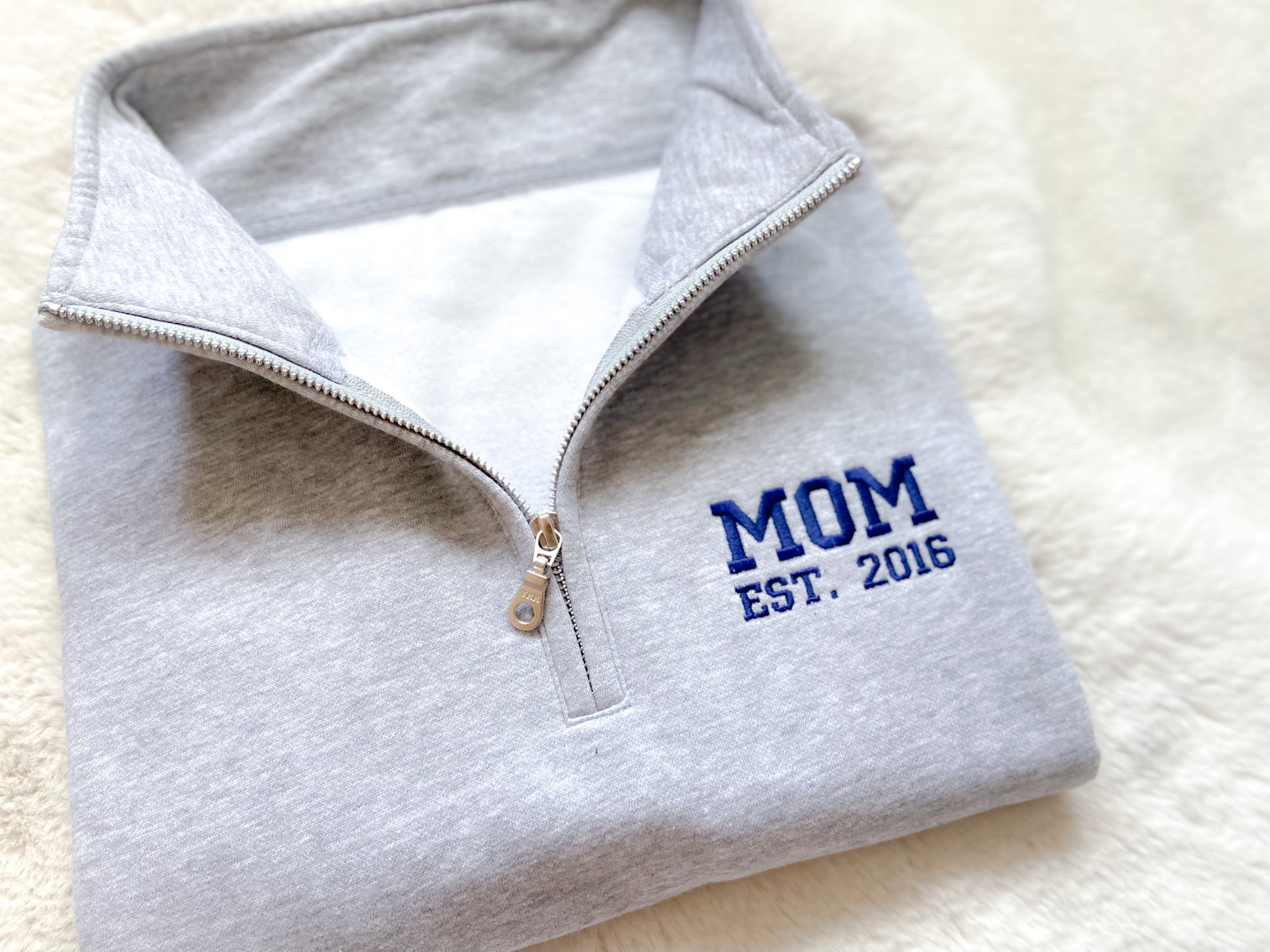 1/4 zip custom embroidered sweater