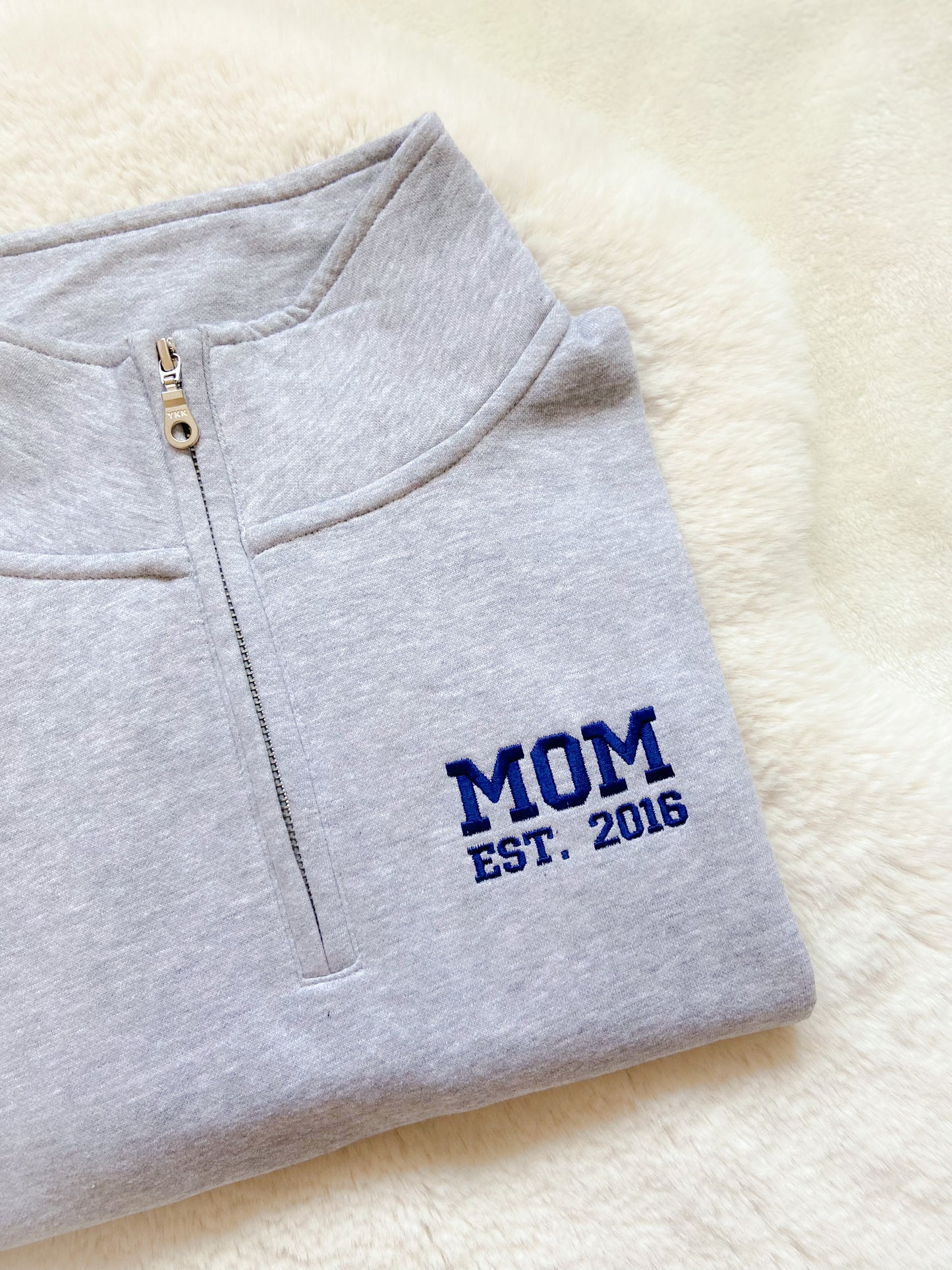 1/4 zip custom embroidered sweater