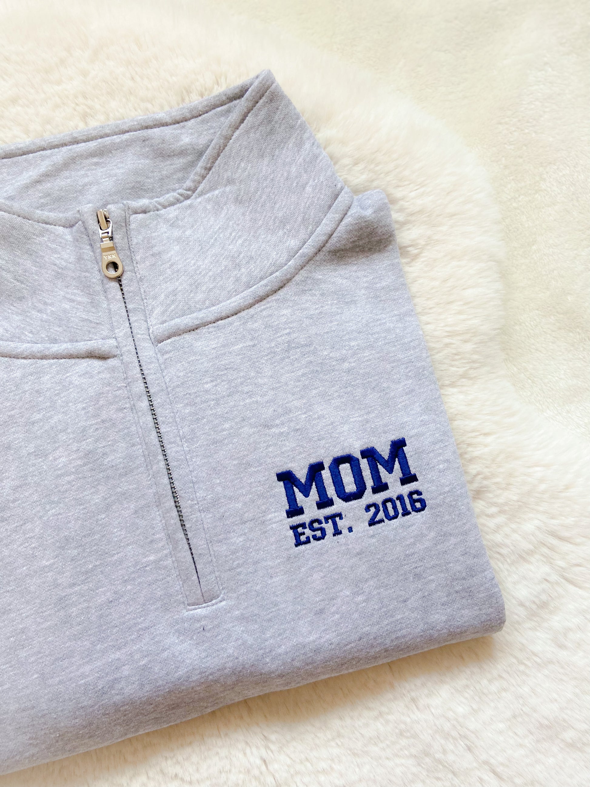 1/4 zip custom embroidered sweater