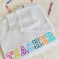 TEACHER Rainbow Varsity Embroidered Sweater