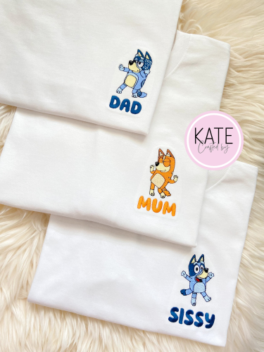 Bluey Embroidered Character ADULT Shirts