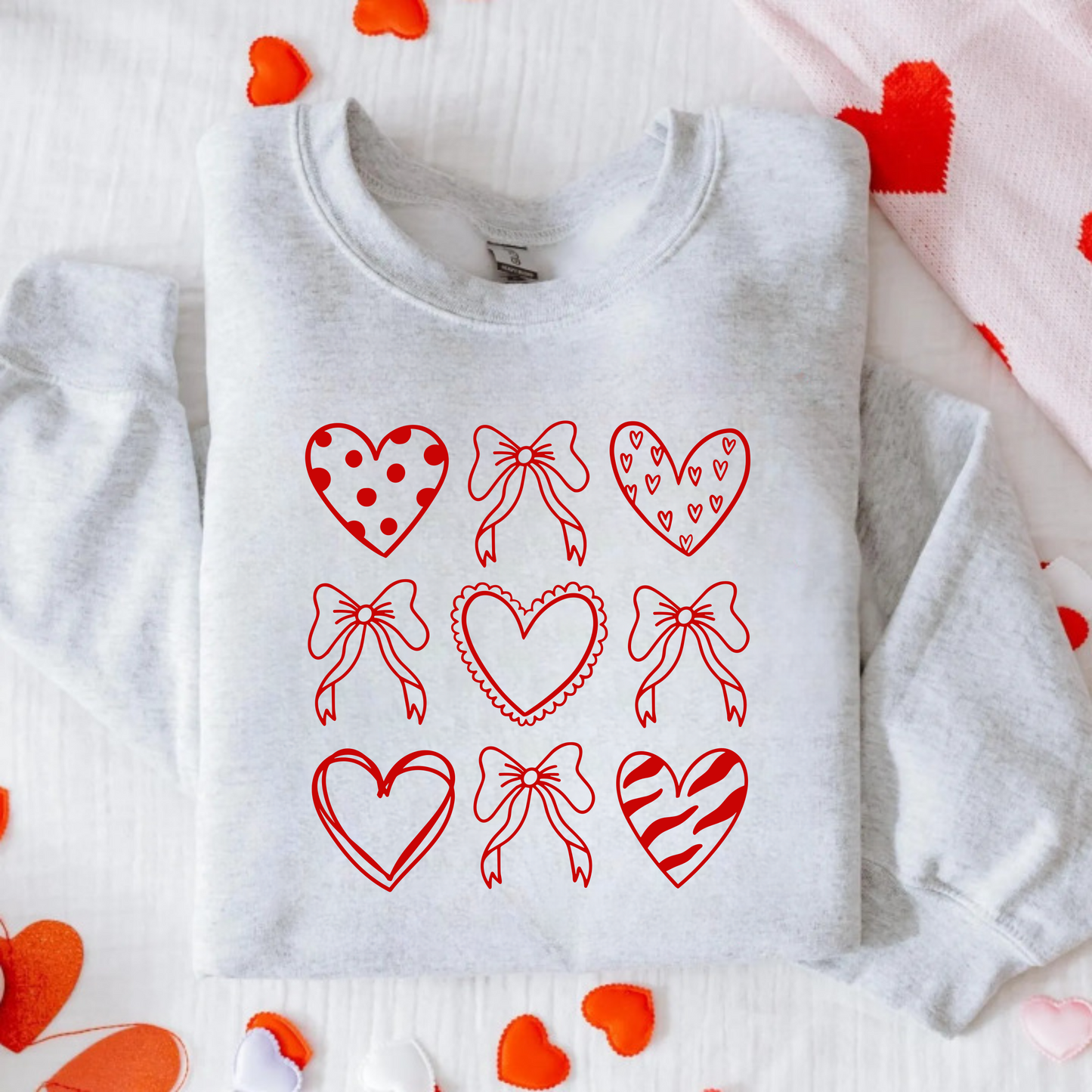 Embroidered Coquette Bows & Hearts Sweater | Valentine’s Day Aesthetic Crewneck
