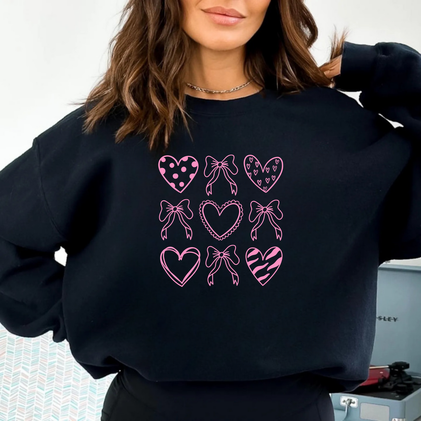 Embroidered Coquette Bows & Hearts Sweater | Valentine’s Day Aesthetic Crewneck