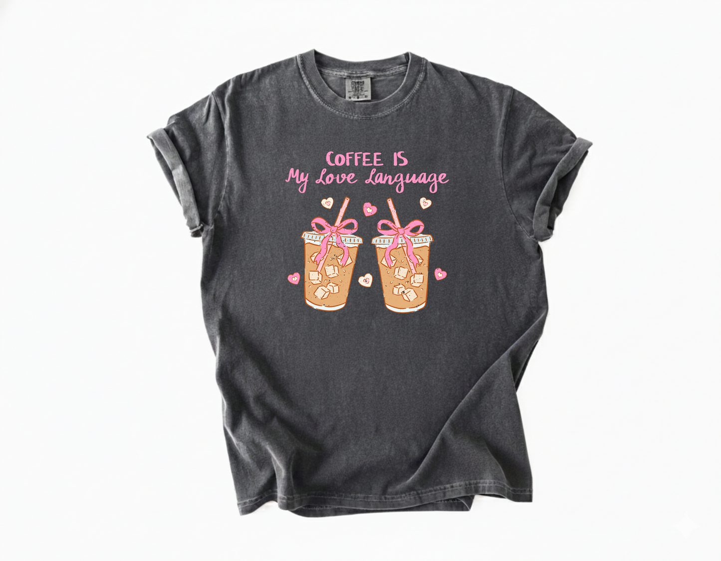 Coffee Is My Love Language T-Shirt – Iced Coffee & Coquette Bow Tee