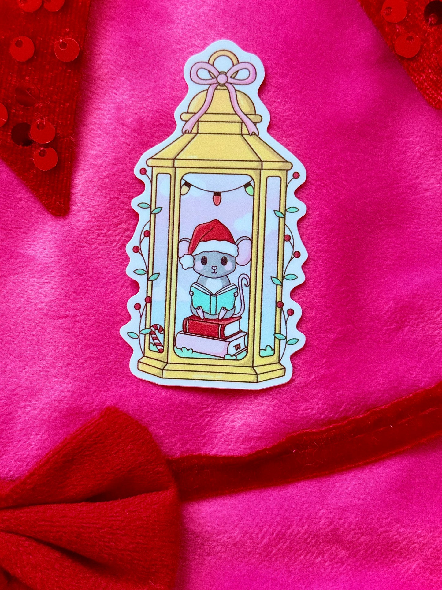 Cozy Christmas Mouse Sticker