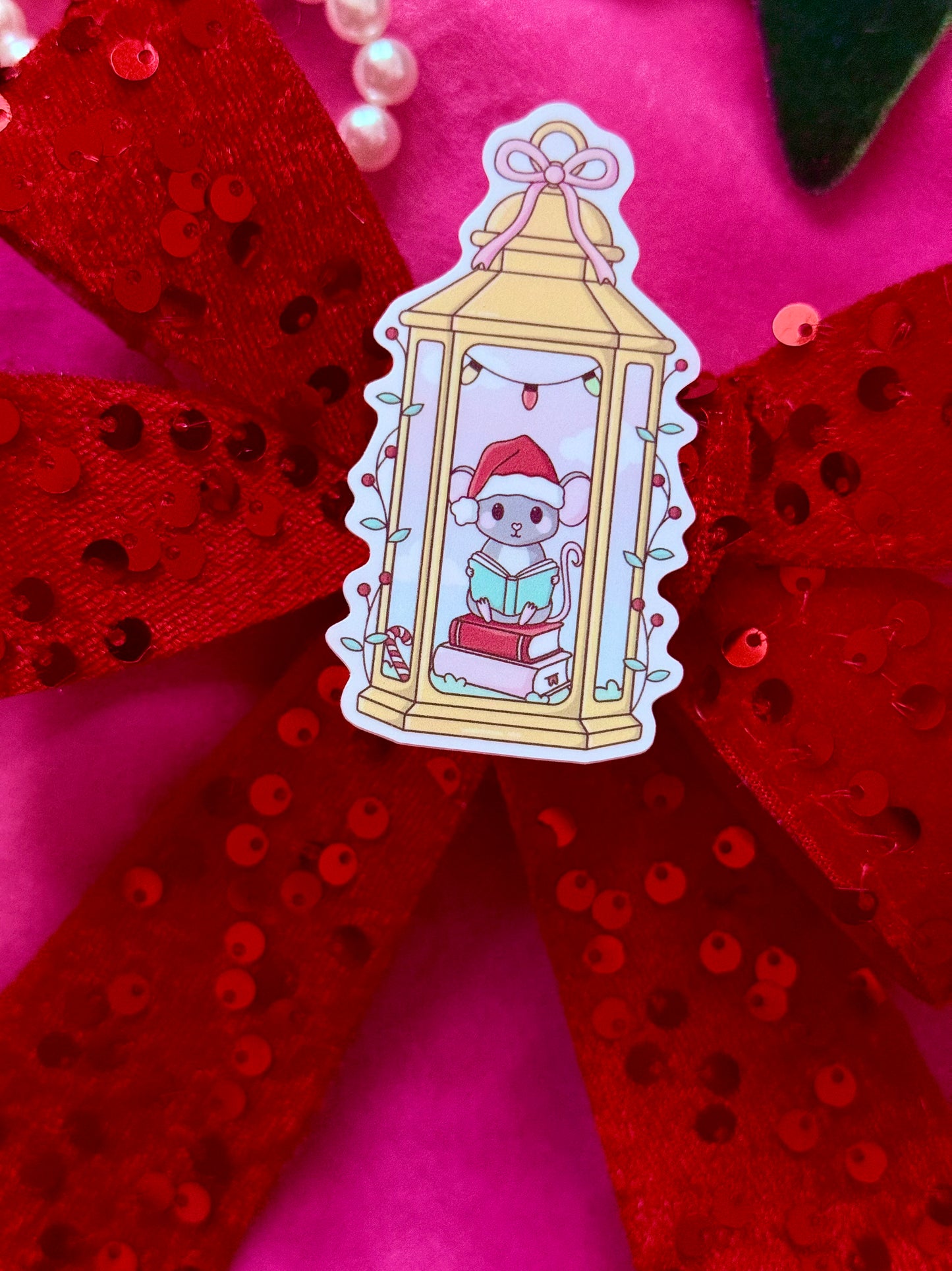 Cozy Christmas Mouse Sticker