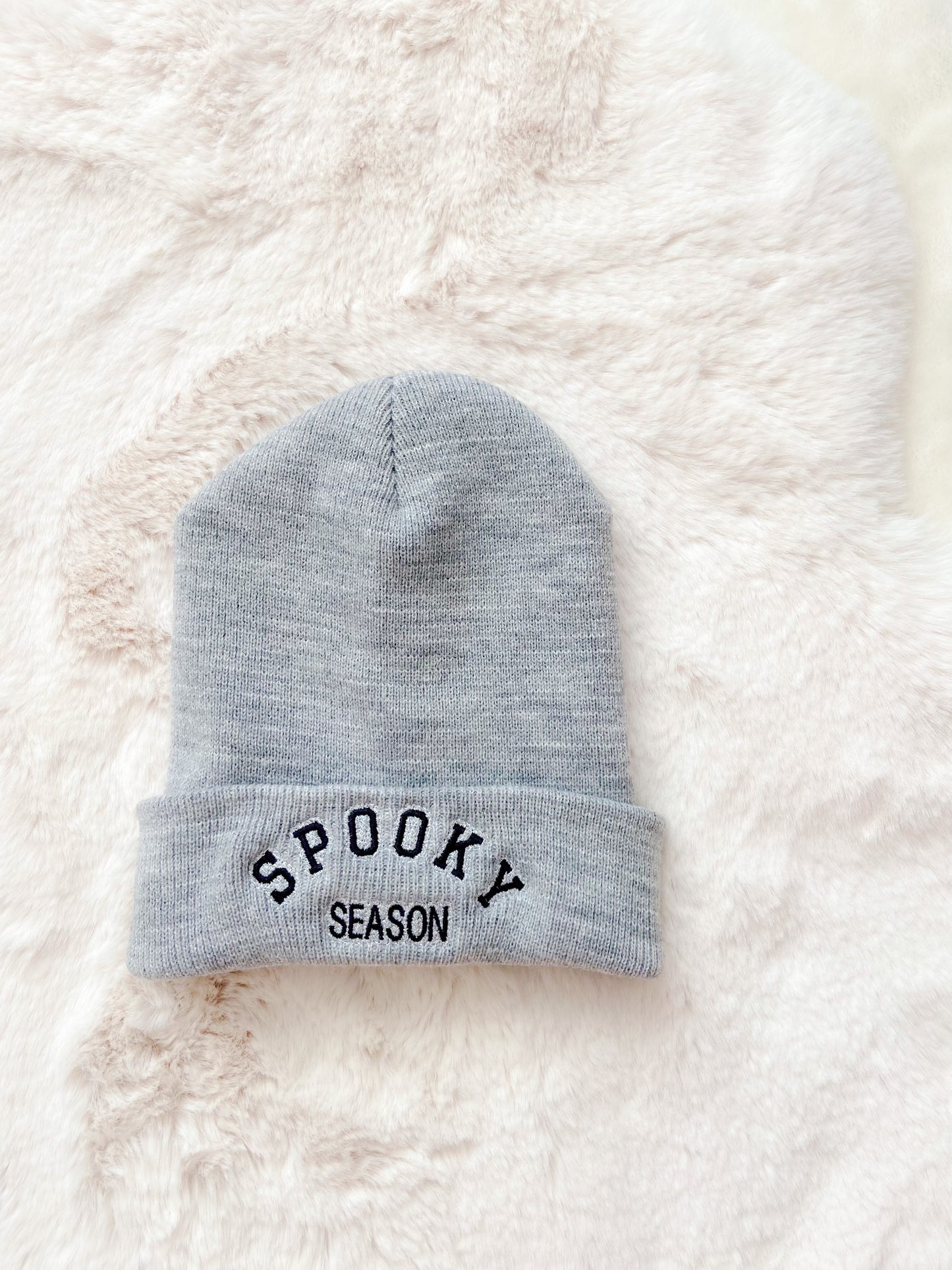 gray embroidered beanie