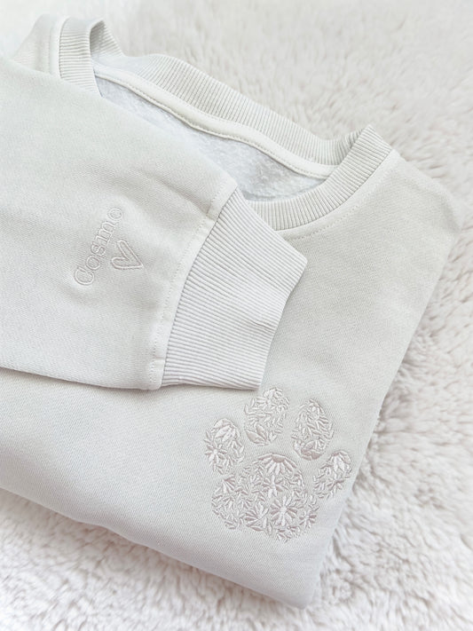 Floral Paw Embroidered Sweater