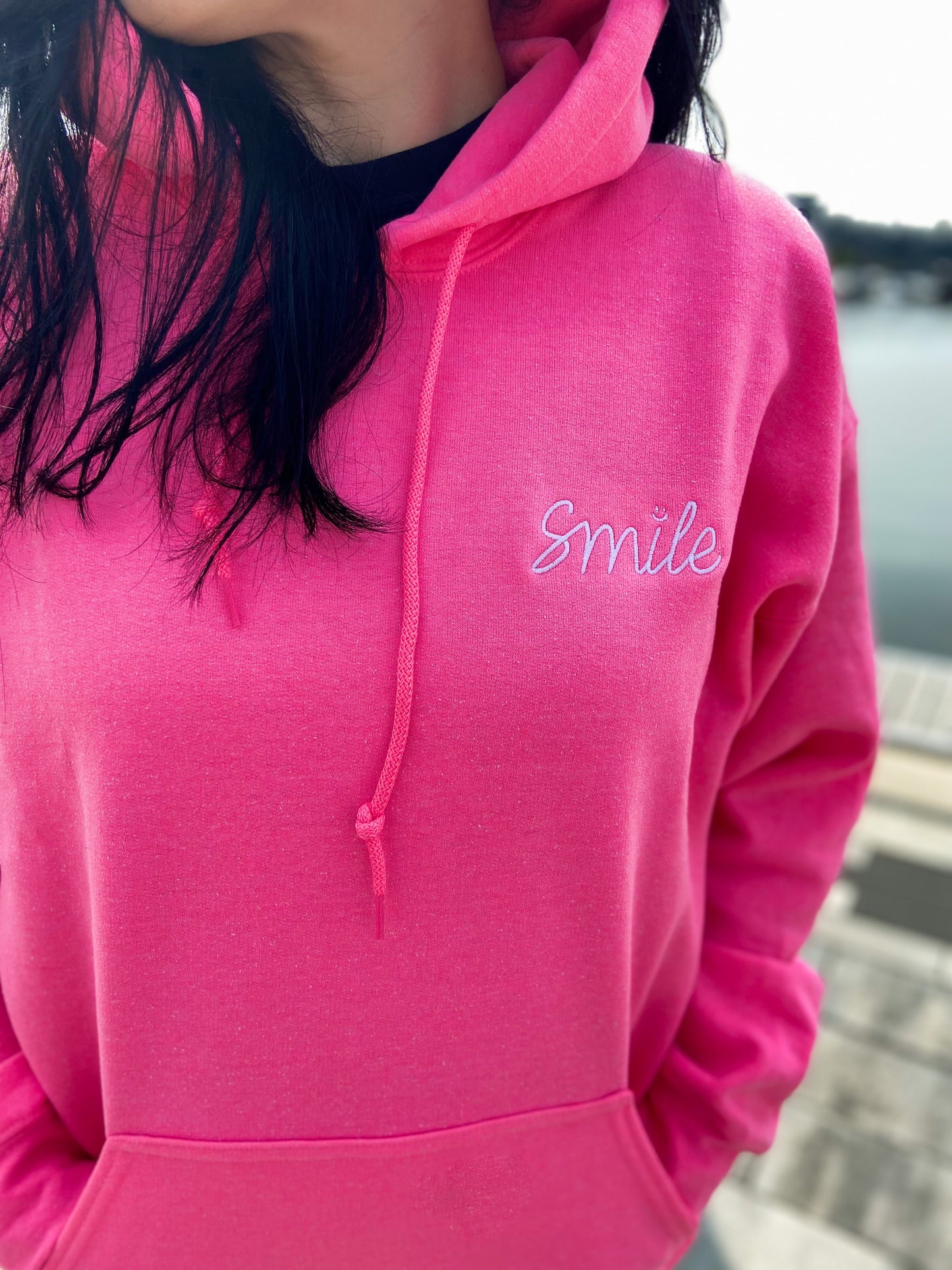 Happiness Embroidered Hoodie Sweatshirt