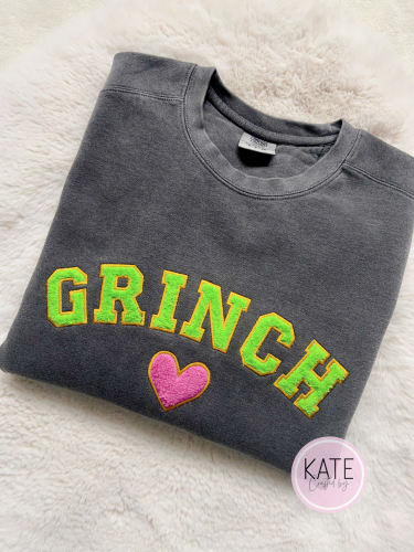 Grinch Embroidered Applique Sweatshirt