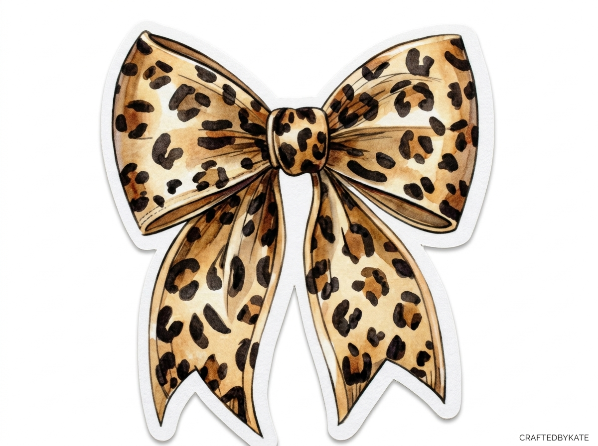 Leopard Coquette Bow Waterproof Sticker