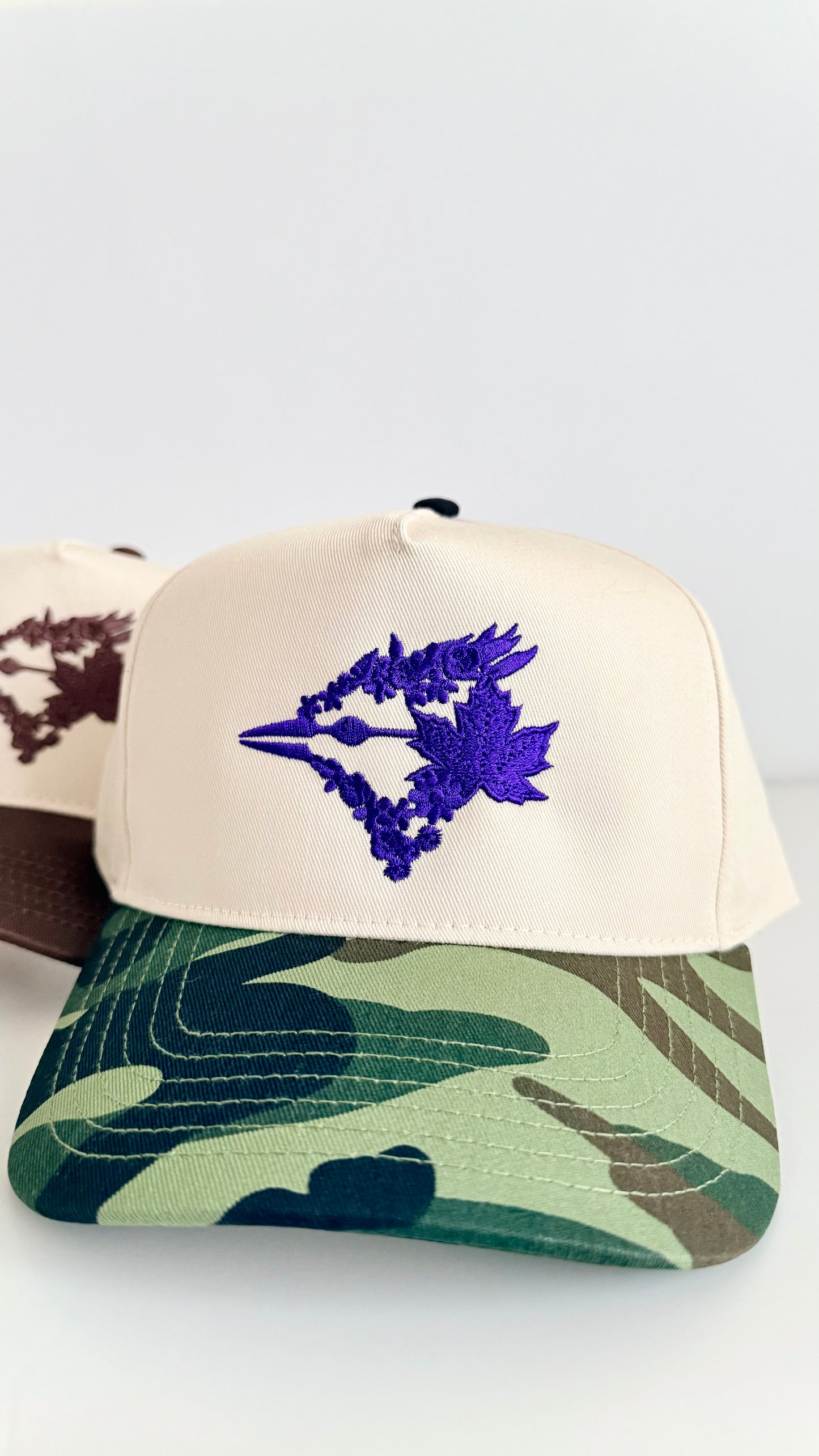 Floral Bird Baseball Embroidered Snapback Hat