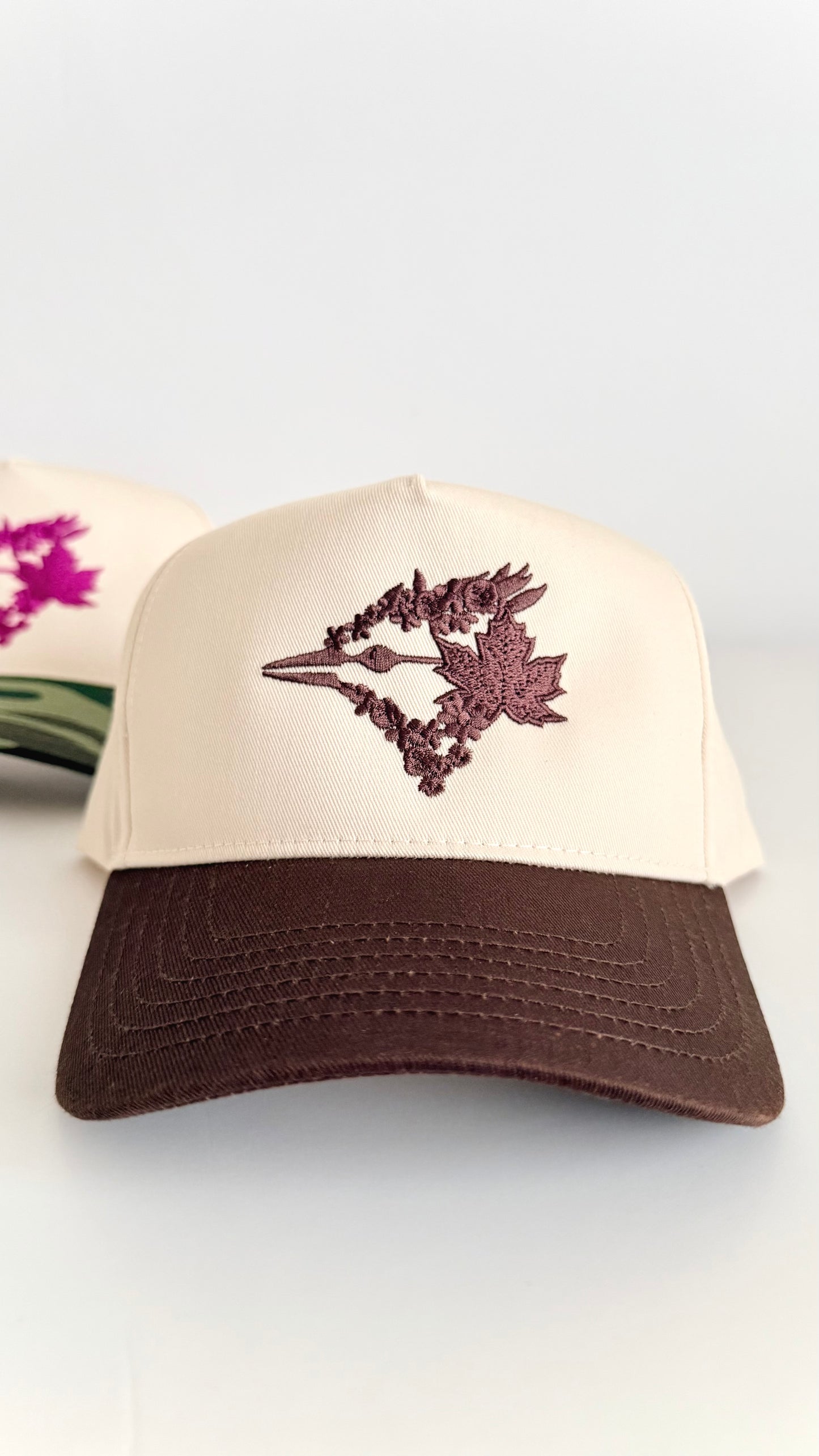 Floral Bird Baseball Embroidered Snapback Hat