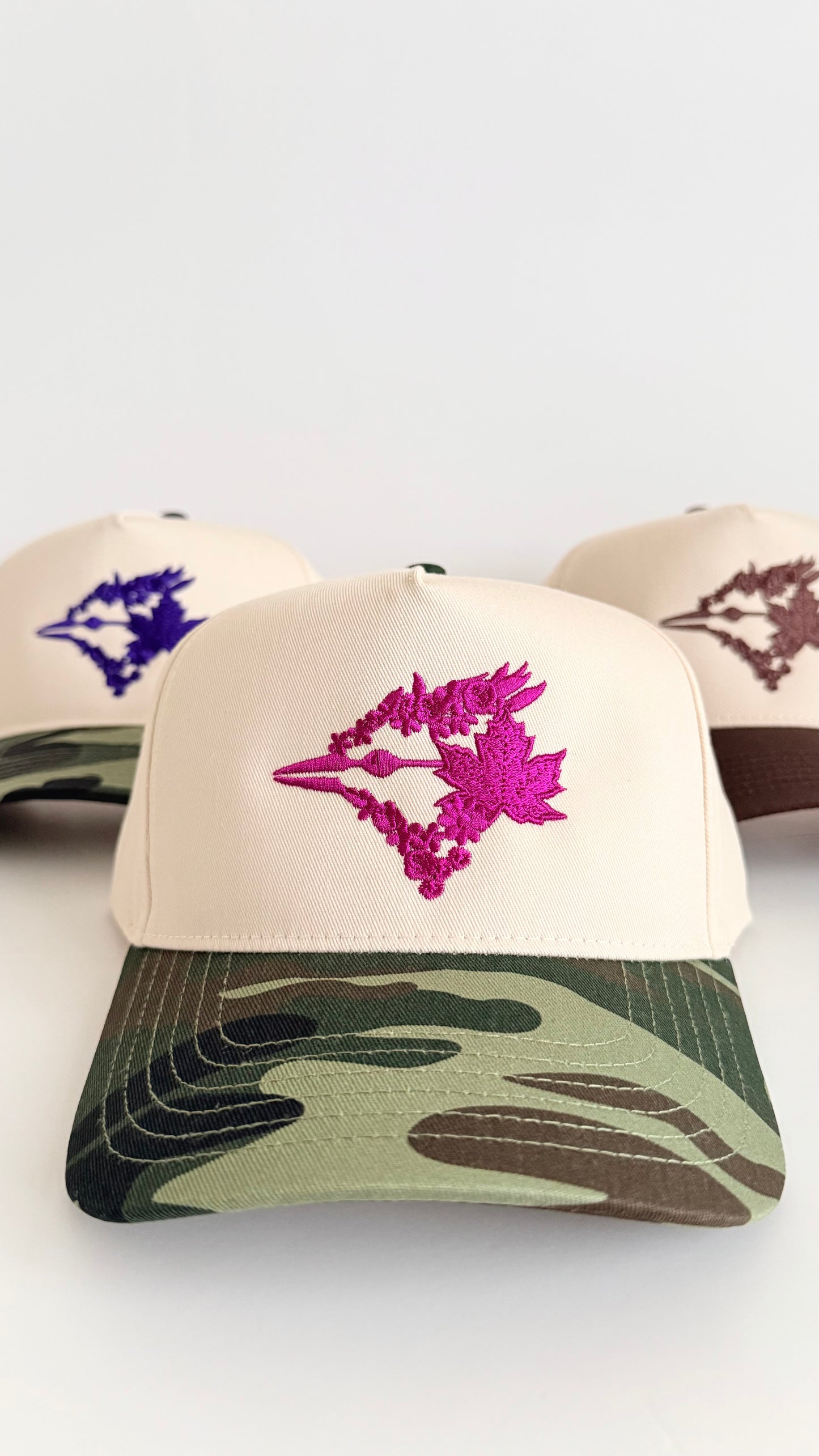 Floral Bird Baseball Embroidered Snapback Hat