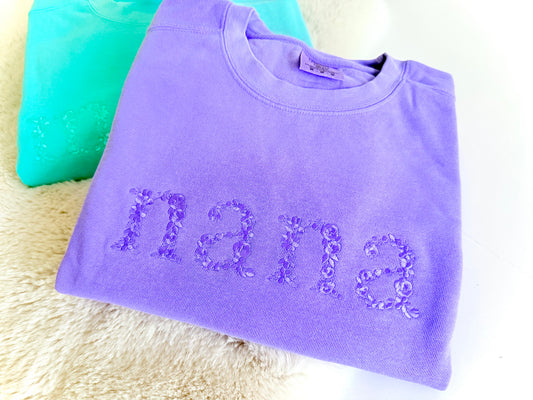 RTS Nana Floral Embroidered Vintage Crewneck