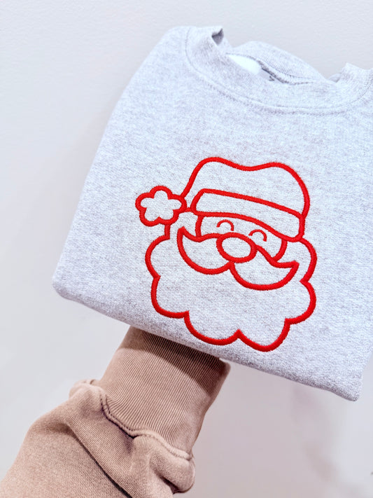RTS - Classic Santa Outline Embroidered Sweater
