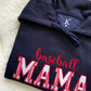 baseball mama applique embroidered sweater
