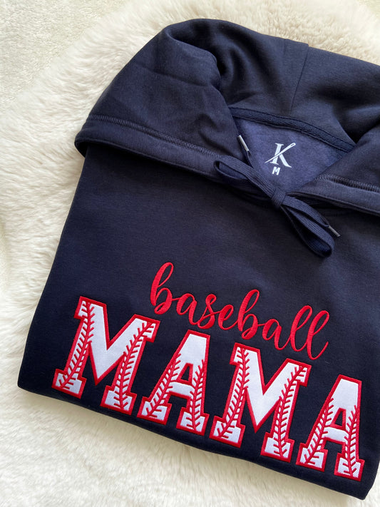 baseball mama applique embroidered sweater