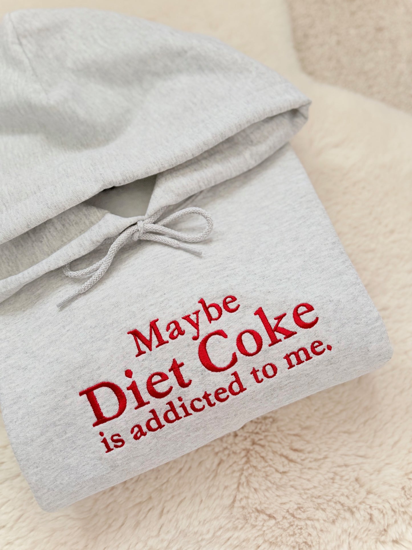 diet coke embroidered sweater, fridge ciggy apparel, coquette soda gift, custom crewneck ontario, retro soda aesthetic, crisp drink sweatshirt, tajima embroidery.