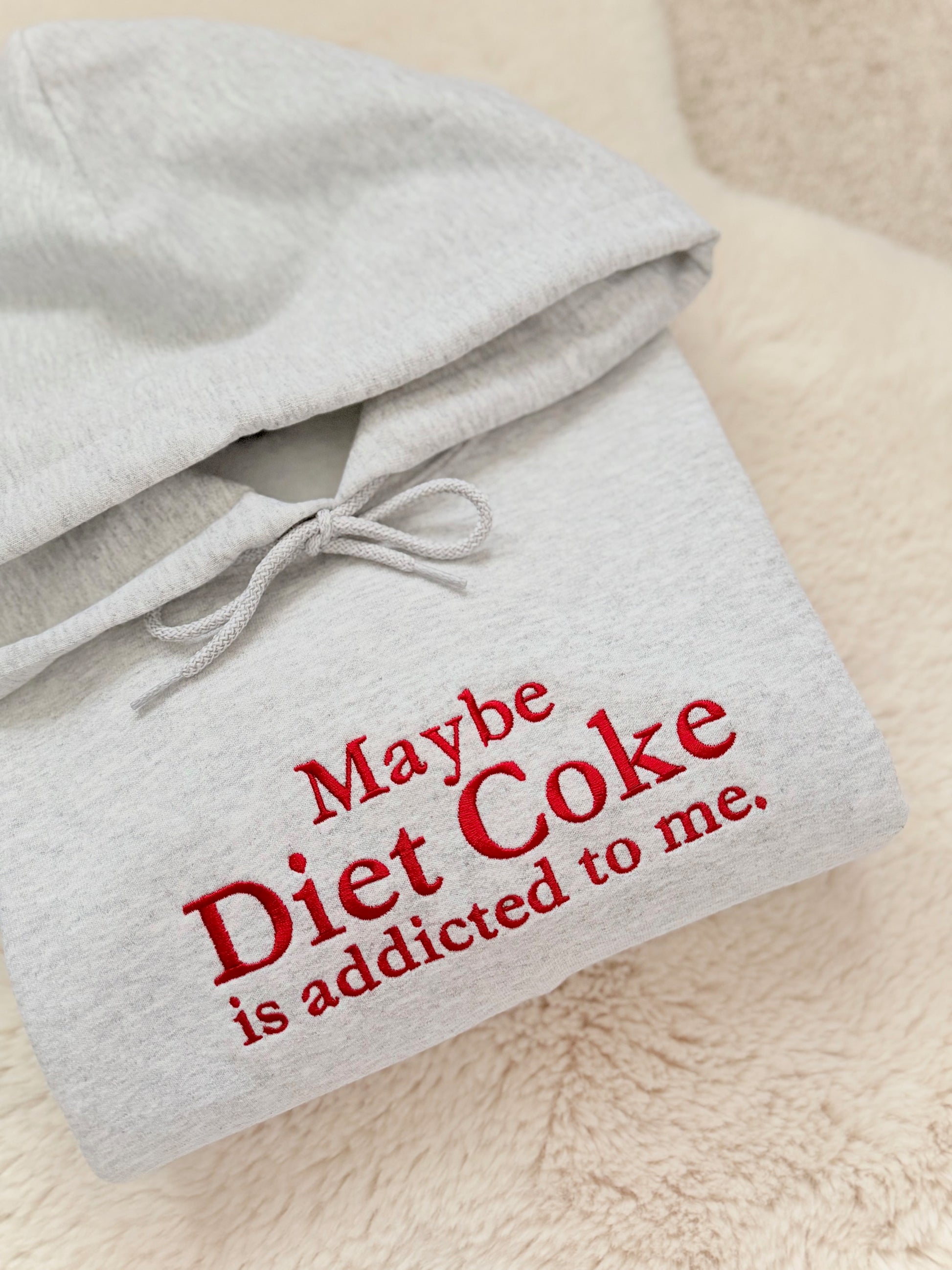 diet coke embroidered sweater, fridge ciggy apparel, coquette soda gift, custom crewneck ontario, retro soda aesthetic, crisp drink sweatshirt, tajima embroidery.