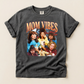 Gray t-shirt with 'Mom Vibes' graphic featuring a collage of women on a beige background